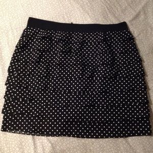 Tiered black and white polka dot skirt